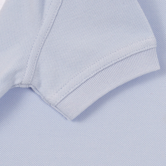 Bluză din bumbac cu mâneci scurte și guler - albastru deschis Benetton 234046 3