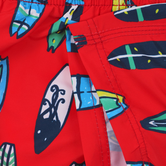 Pantaloni scurți tip costum de baie cu imprimeu surf, roșu Benetton 234077 4