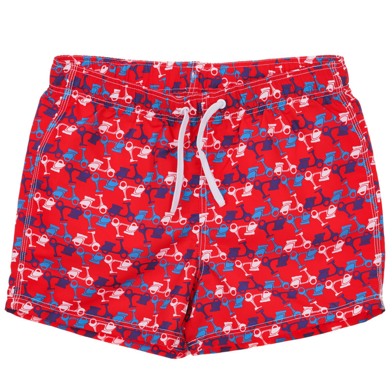 Pantaloni scurți tip costum de baie cu imprimeu grafic, roșu  234094