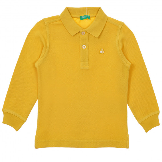 Bluză din bumbac cu mâneci lungi și guler pentru bebeluș, galben Benetton 234106 