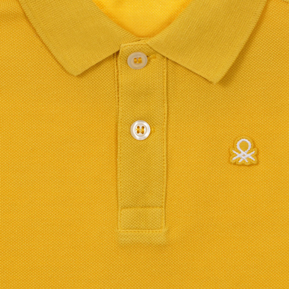 Bluză din bumbac cu mâneci lungi și guler pentru bebeluș, galben Benetton 234107 2
