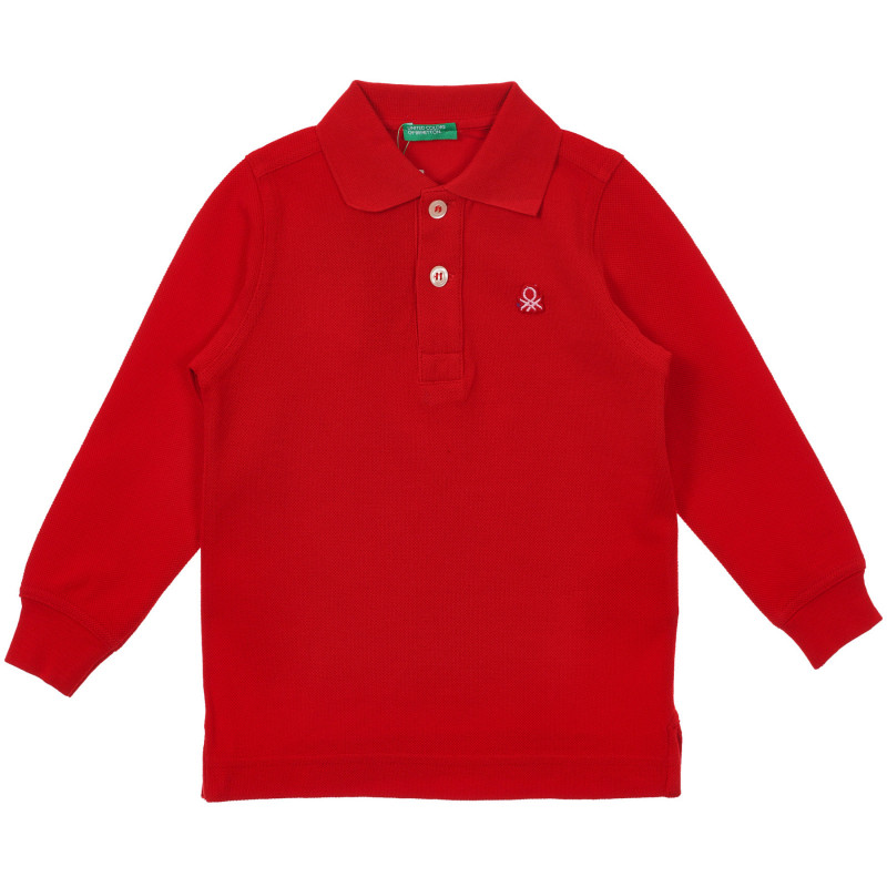Bluză din bumbac cu mâneci lungi și guler, roșie  234110