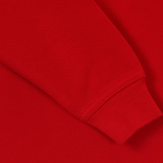 Bluză din bumbac cu mâneci lungi și guler, roșie Benetton 234111 2