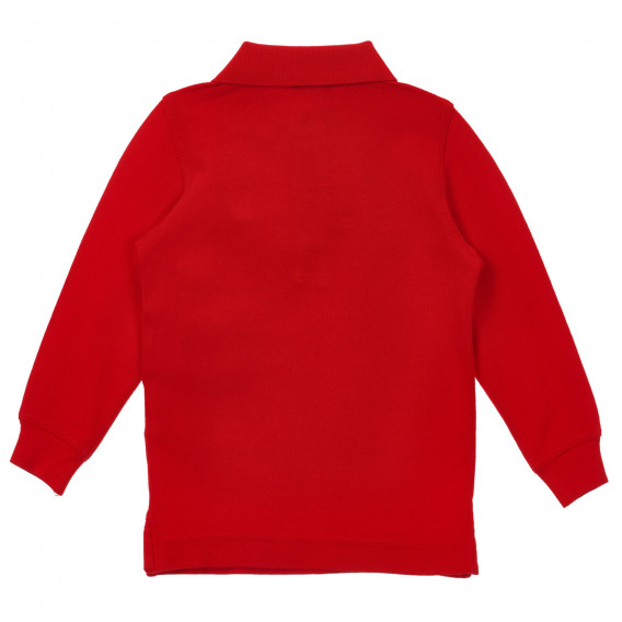 Bluză din bumbac cu mâneci lungi și guler, roșie Benetton 234112 3