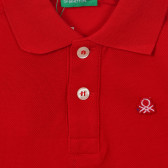 Bluză din bumbac cu mâneci lungi și guler, roșie Benetton 234113 4
