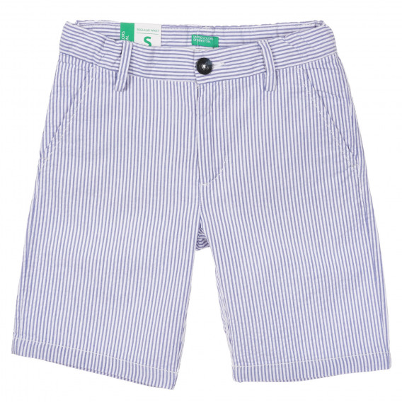 Pantaloni scurți din bumbac cu dungi albe și albastre Benetton 234159 