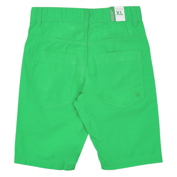 Pantaloni scurți din bumbac de culoare verde Benetton 234192 3