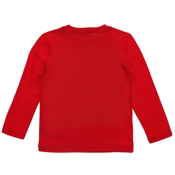 Bluză din bumbac cu mâneci lungi și imprimeu grafic, roșie Benetton 234229 4