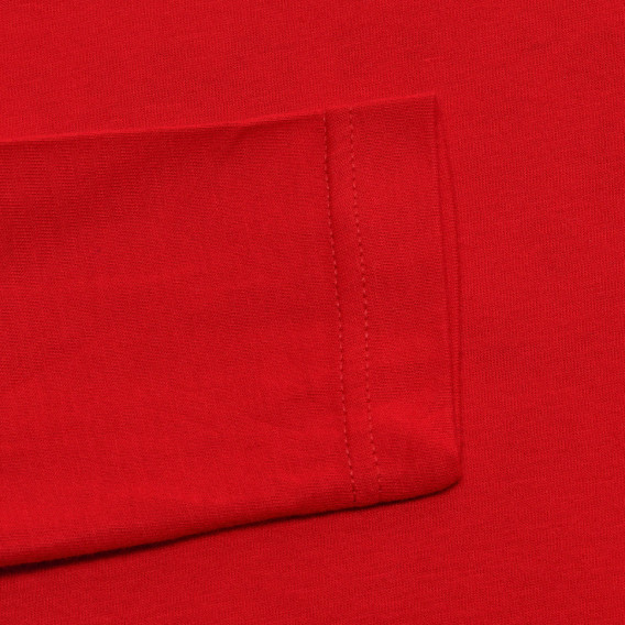 Bluză din bumbac cu mâneci lungi și imprimeu grafic, roșie Benetton 234230 3
