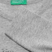 Bluză din bumbac cu mâneci lungi și imprimeu, culoarea gri Benetton 234245 3