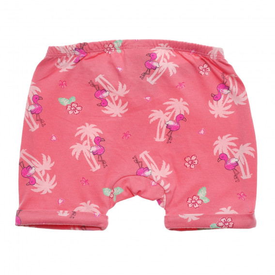 Pantaloni scurți din bumbac cu flamingo pentru bebeluș, roz Benetton 234253 4