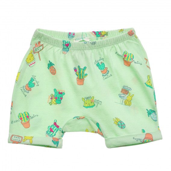 Pantaloni scurți din bumbac cu imprimeu pentru bebeluș, de culoare mentă Benetton 234259 