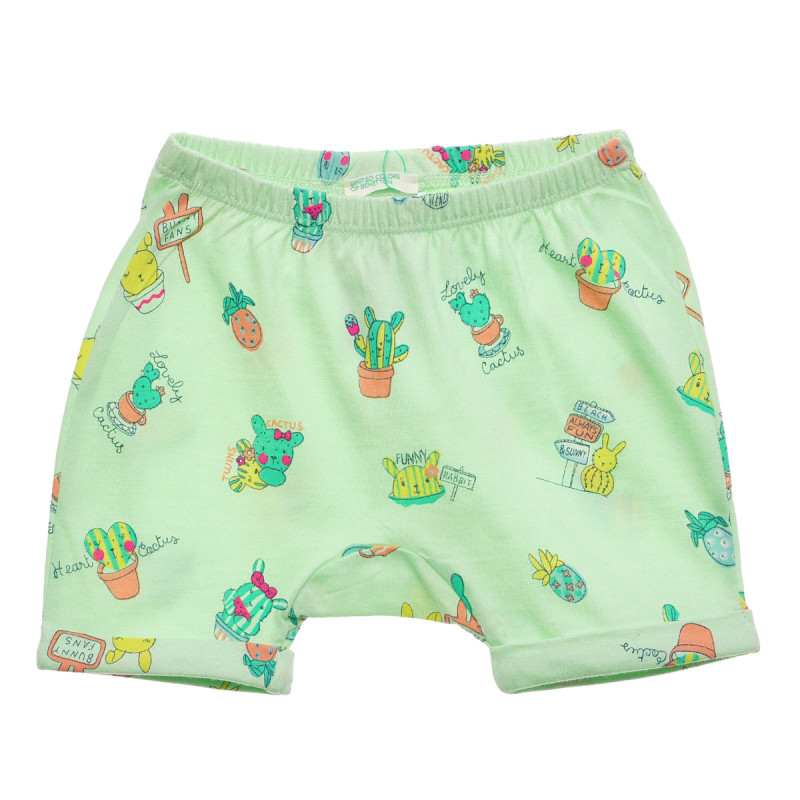 Pantaloni scurți din bumbac cu imprimeu pentru bebeluș, de culoare mentă  234259