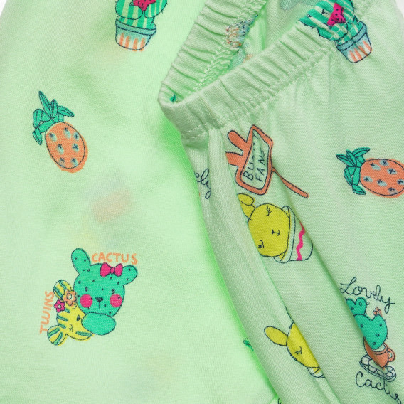 Pantaloni scurți din bumbac cu imprimeu pentru bebeluș, de culoare mentă Benetton 234262 3