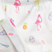 Pantaloni scurți din bumbac cu flamingo pentru bebeluș, de culoare albă Benetton 234272 2