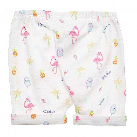 Pantaloni scurți din bumbac cu flamingo pentru bebeluș, de culoare albă Benetton 234273 4