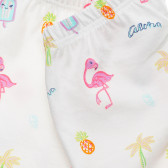 Pantaloni scurți din bumbac cu flamingo pentru bebeluș, de culoare albă Benetton 234274 3