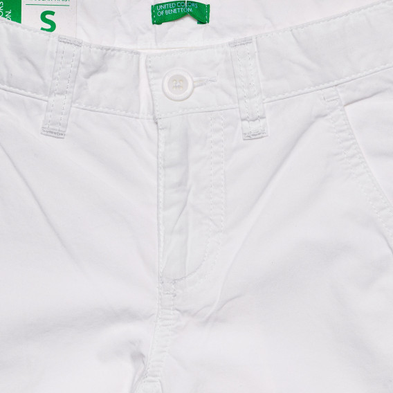 Pantaloni scurți din bumbac cu sigla mărcii, albi Benetton 234364 6