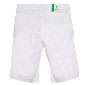 Pantaloni scurți din bumbac cu sigla mărcii, albi Benetton 234365 7