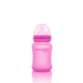 Biberon din sticlă cu schimbare de culoare la încălzire, tetină 1 picătură, 0+ luni, 150 ml, culoare: roz Everyday baby 234615 4