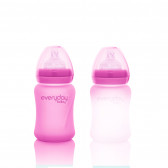 Biberon din sticlă cu schimbare de culoare la încălzire, tetină 1 picătură, 0+ luni, 150 ml, culoare: roz Everyday baby 234616 2