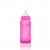 Biberon din sticlă cu schimbarea culorii la încălzire, suzetă 2 picături, peste 3 luni, 240 ml, culoare: roz Everyday baby 234645 3
