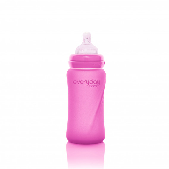 Biberon din sticlă cu schimbarea culorii la încălzire, suzetă 2 picături, peste 3 luni, 240 ml, culoare: roz Everyday baby 234645 3