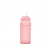 Sticlă cu pai, fabricată din sticlă, 240ml, culoare: roz Everyday baby 234768 