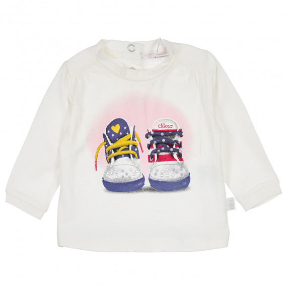 Bluză din bumbac cu mâneci lungi și imprimeu colorat pentru fete Chicco 234976 