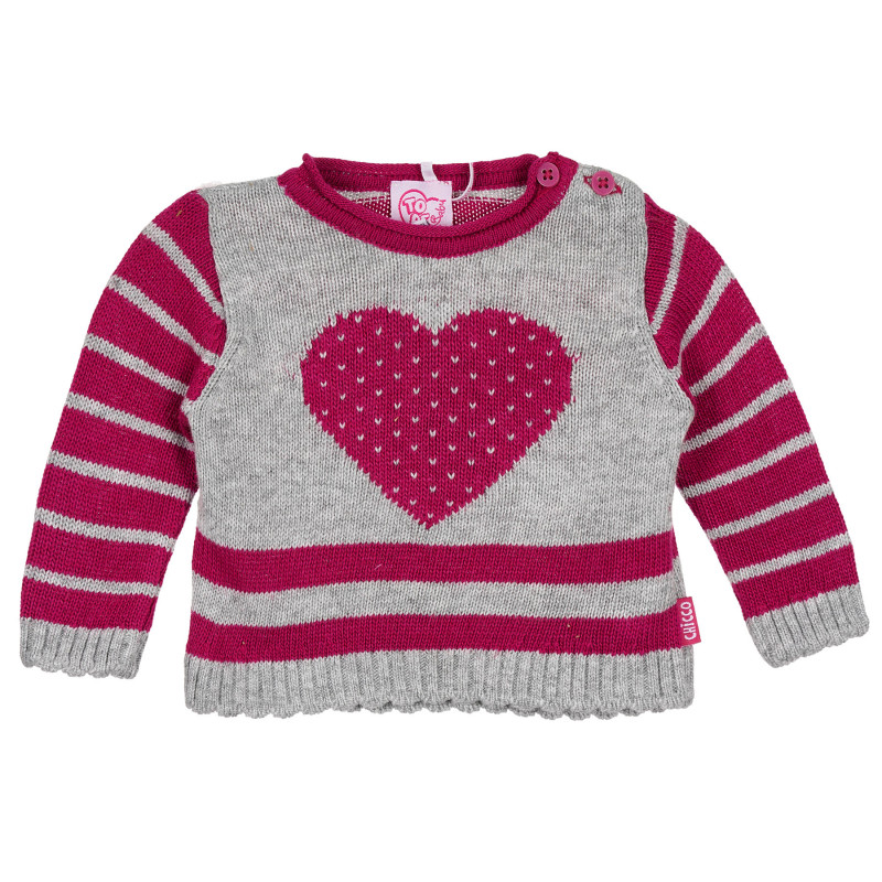 Pulover  pentru fetițe roz cu imprimeu inimii  234980