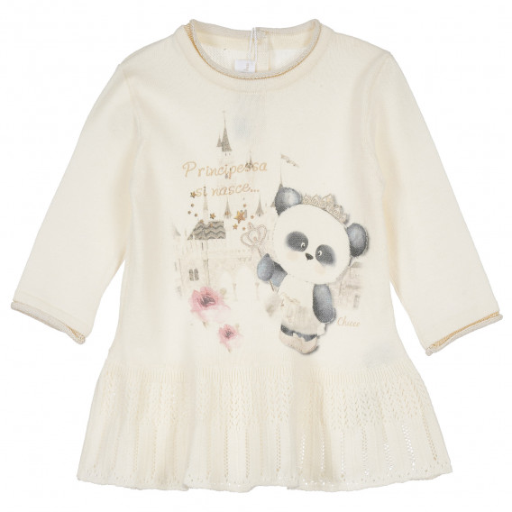 Rochie Chicco cu mânecă lungă, pentru copii, cu imprimeu panda Chicco 234999 