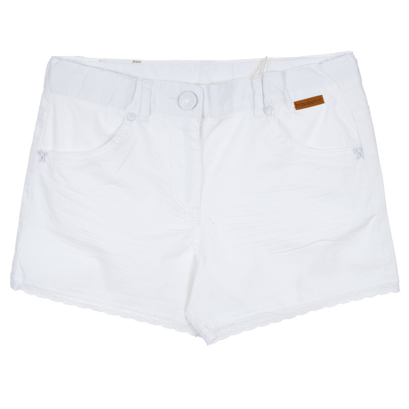 Pantaloni scurți pentru fete, albi cu dantelă  235038