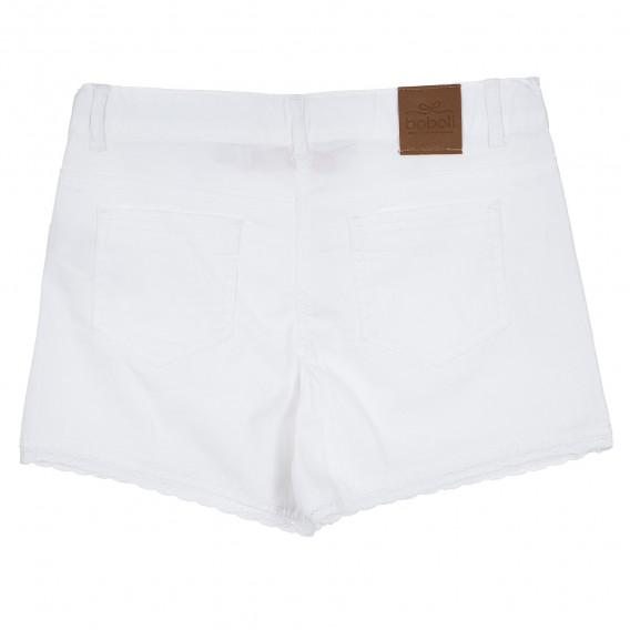 Pantaloni scurți pentru fete, albi cu dantelă Boboli 235041 4