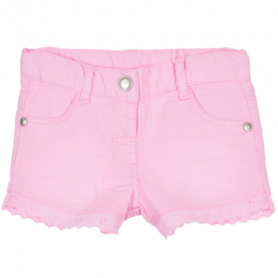 Pantaloni scurți pentru fete, roz, cu dantelă Boboli 235042 