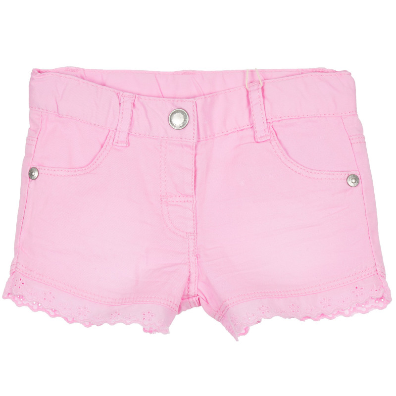 Pantaloni scurți pentru fete, roz, cu dantelă  235042