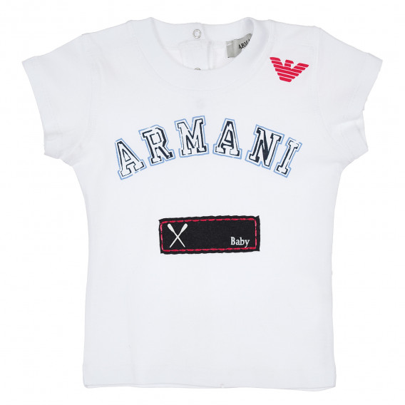Bluză din bumbac cu mâneci scurte și decolteu rotund pentru o fetiță Armani 235057 