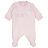 Salopetă din pluș cu broderie și aplic pentru bebeluși, roz Chicco 235090 