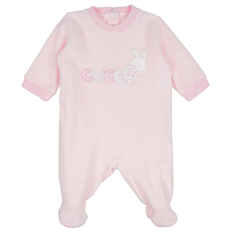 Salopetă din pluș cu broderie și aplic pentru bebeluși, roz  235090