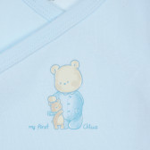 Body cu mânecă scurtă și ursuleț în culori albastre pentru băieți Chicco 235095 3