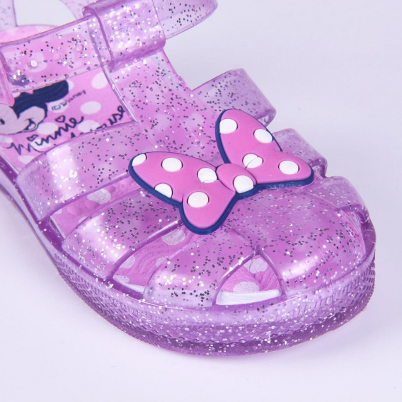 Sandale din brocart cu aplicație Minnie Mouse, mov Minnie Mouse 235213 5