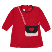 Rochie pentru copii cu mânecă lungă, de culoare roșie, cu imprimeu geantă Chicco 235354 
