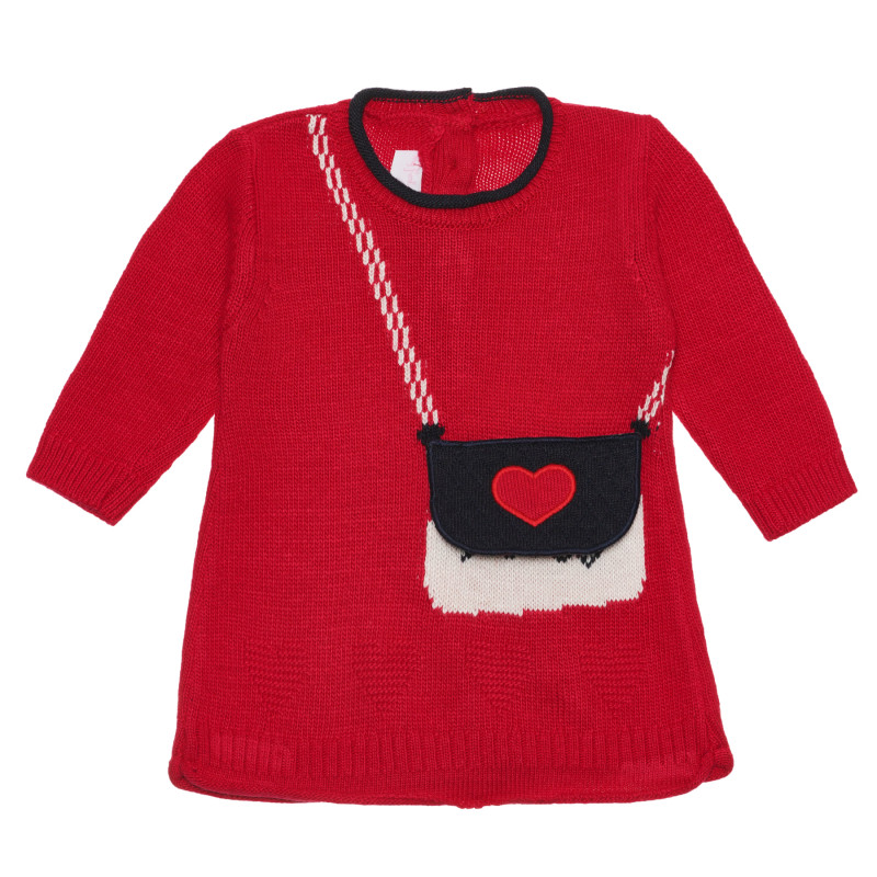 Rochie pentru copii cu mânecă lungă, de culoare roșie, cu imprimeu geantă  235354