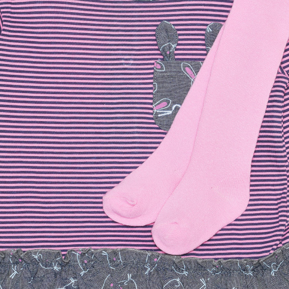 Rochie cu mâneci lungi în dungi roz și imprimeu color LILY AND JACK 235556 3