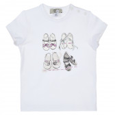 Bluză din bumbac cu mâneci scurte și imprimeu de balerini pentru fetițe Armani 235603 