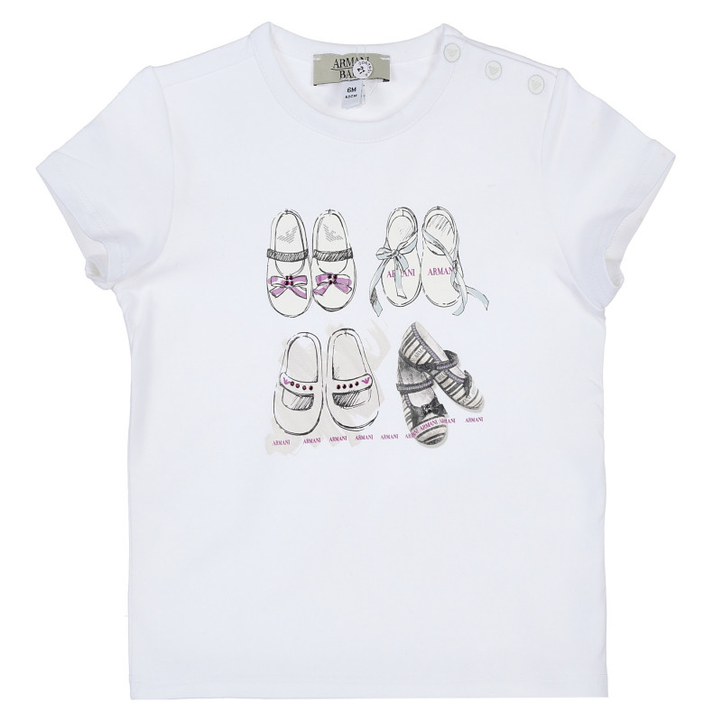 Bluză din bumbac cu mâneci scurte și imprimeu de balerini pentru fetițe  235603