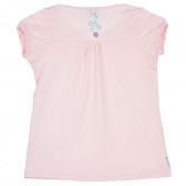 Bluză de bumbac de culoare roz, cu mâneci scurte și o aplicație de inimă pentru fete Armani 235610 4