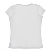 Bluză din bumbac de culoare albă cu mâneci scurte și inscripție pentru fete Armani 235612 2