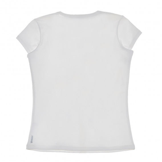 Bluză din bumbac de culoare albă cu mâneci scurte și inscripție pentru fete Armani 235612 2
