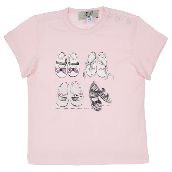 Bluză din bumbac cu mânecă scurtă și imprimeu color pentru fete Armani 235615 