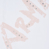 Bluză din bumbac cu mânecă scurtă Armani cu imprimeu de marcă pentru fete Armani 235630 2
